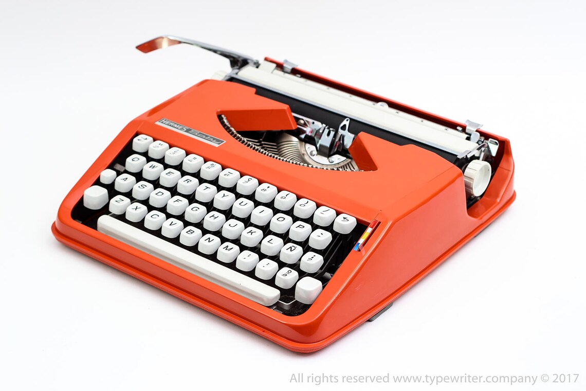HERMES Baby Typewriter Orange Portable Etsy