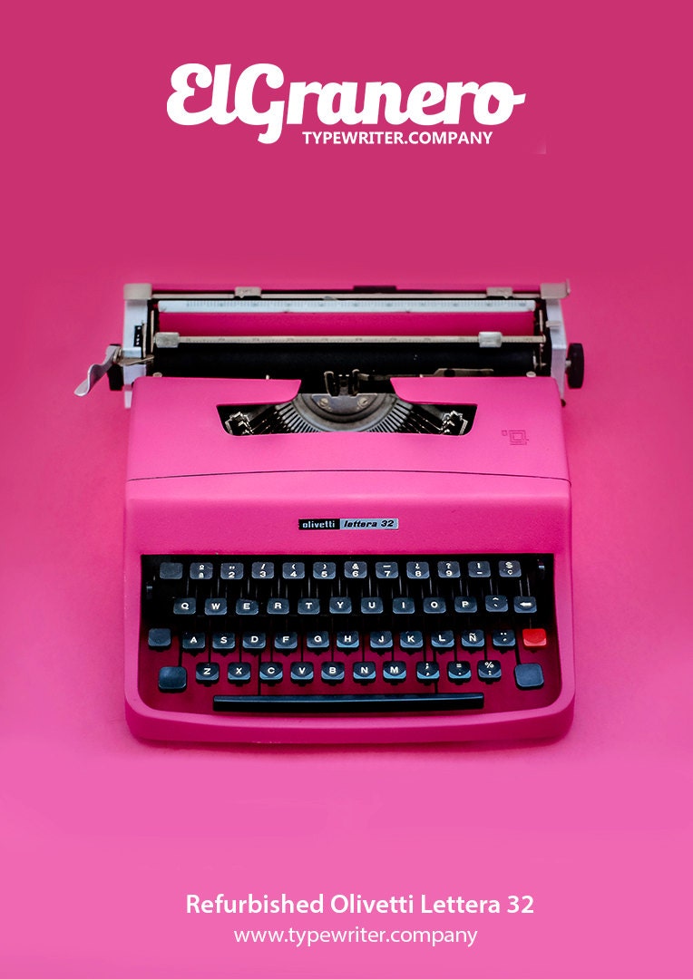 Machine à Écrire.company -Best Quality Pink Olivetti Lettera 32 - Machine Écrire Manuelle Portable V
