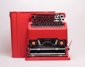 SALE! - Olivetti Valentine Red Typewriter, Portable Case, Mint Condition, Manual, Professionally Serviced