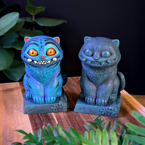 Derpy Blue Tiger – Hand-painted K-pop Minhwa Demon-inspired