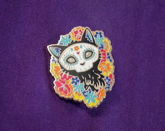 Pin's Sugar Skull Cat - Hard Enamel