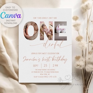 Editable Onederful Birthday Invitation Isn't She Lovely Isn't She Onederful Birthday Invite Boho 1st Birthday Girl Instant Download Canva