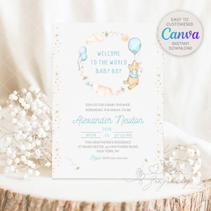 Winnie-the-pooh A Little Hunny is on the Way BABY SHOWER Invitation Pooh Tummy Baby Shower Invitations Pink Leaves Gold Dust Baby Shower