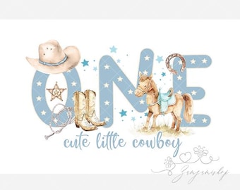 EN Cowboy PNG, Baby Rodeo, blå Cowboystövlar & Hatt, PNG, 1-årsdags sublimeringsdesign, Cowboy-sublimering, Omedelbar nedladdning