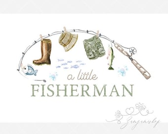 Ein kleiner Fischer ist auf dem Weg PNG, neuer Junge, Fischen Baby Sublimation, Reel Fischen Nautische Babyparty, sofortiger digitaler Download