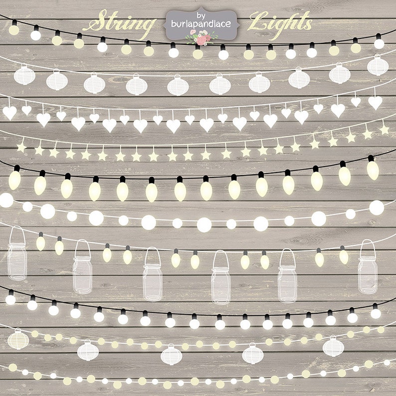 String Lights Clipart Wedding Invitation Clipart Lights Etsy