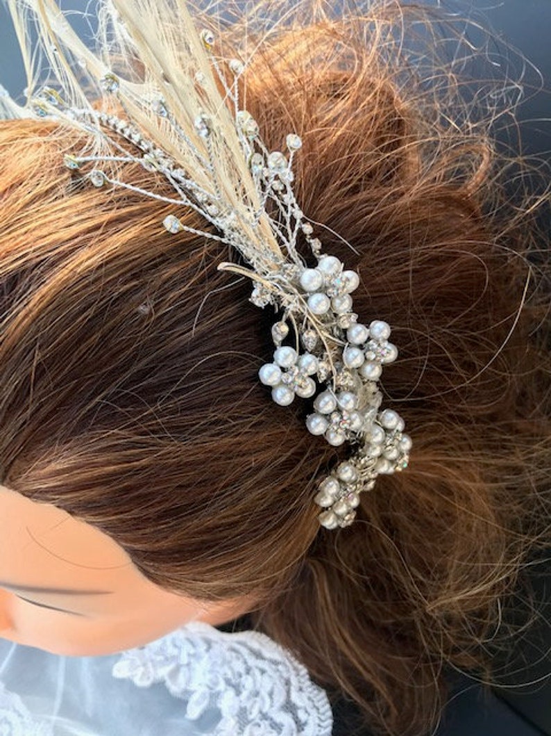 Vintage Style Rhinestone Feather HeadbandFascinator Bridal HeadpieceHairpiece Wedding Headband