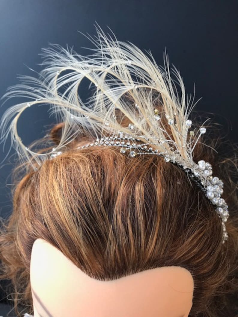 Vintage Style Rhinestone Feather HeadbandFascinator Bridal HeadpieceHairpiece Wedding Headband