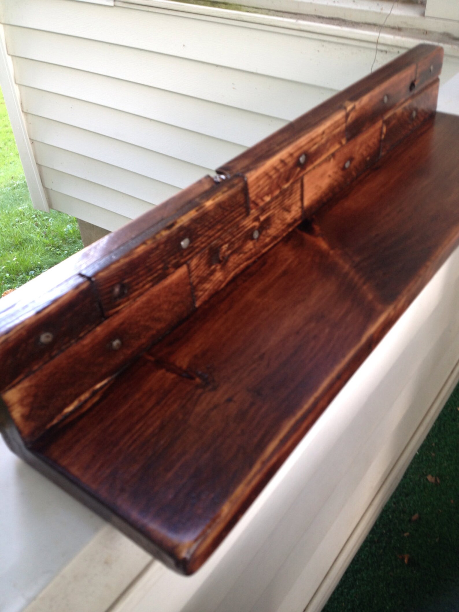 Rustic Handmade Wood Shelf With Unique Backboard Floating Home Decor