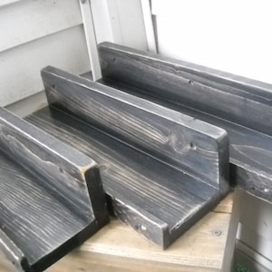 Rustic Handmade Black Distressed set of 3 wood home decor wall shelves. Country Cottage Shabby Chic  Shelving....Listing for Made To Order