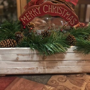 Handmade country cottage rustic Crate Box white distressed with rope handles 22” Long **Custom Orders Welcomed**