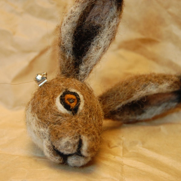 Hare Brooch - Needle felted badge