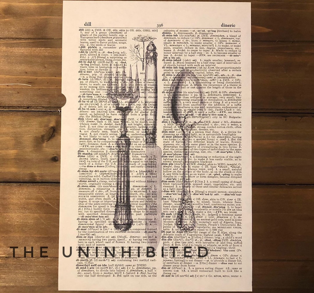 Fork Knife Spoon Utensil Dictionary Print B&wprint on Etsy