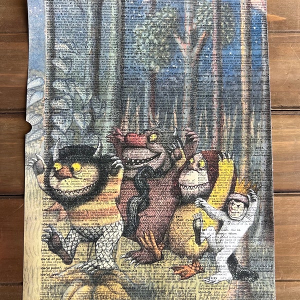 Where The Wild Things Are- Wild Things- Vintage Dictionary Page- Max- Children’s Book Art- Childhood Memories