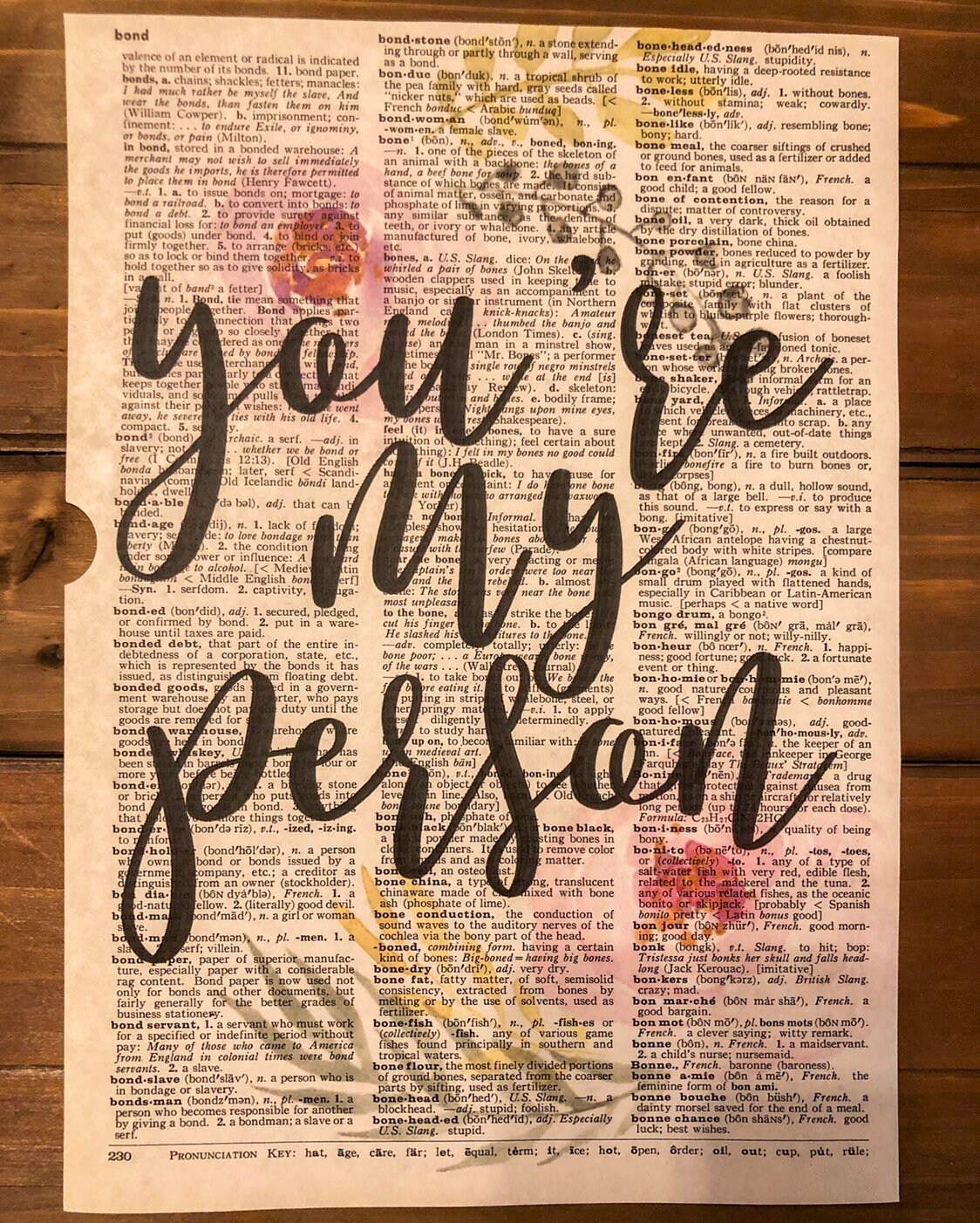 Youre My Person Print Floral Watercolor-print on Dictionary - Etsy India