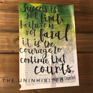 Success Is Not Final Quote – Winston Churchill Print – Vintage Dictionary Page – Inspirational Wall Art – Gift for Office or History Lovers