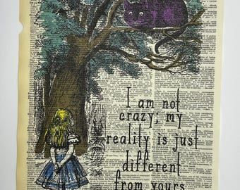 Cheshire Cat Dictionary Art Print – Alice in Wonderland Wall Decor