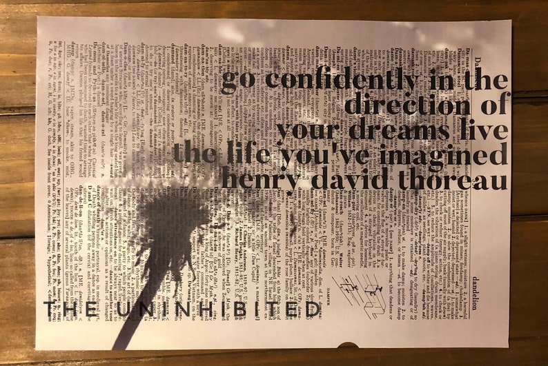 B W Print On Dictionary Page Hdt Go Confidently In The Directions Of Your Dreams Live The Life You Imagined Quote Vintage Dictionary Print Art Collectibles Paper 330 Co Il