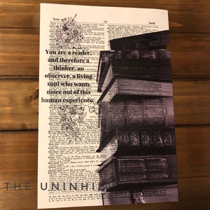 You Are a Reader and a Thinker Quote – Vintage Dictionary Page – Black & White Wall Art – Book Lover Gift for Office, Library, or Study