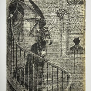 Enthauptete Frau mit Flügeln Wörterbuch Kunstdruck, Gothic Horror Halloween Dekor