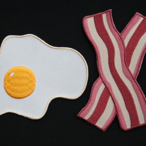 Bacon & Eggs knee patches Iron-on Applique Gift for Chef Breakfast for Champions image 5