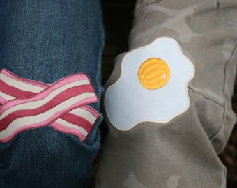 Bacon & Eggs | knee patches | Iron-on | Applique | Gift for Chef | Breakfast for Champions