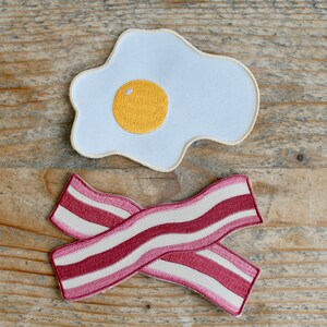 Bacon & Eggs knee patches Iron-on Applique Gift for Chef Breakfast for Champions image 2