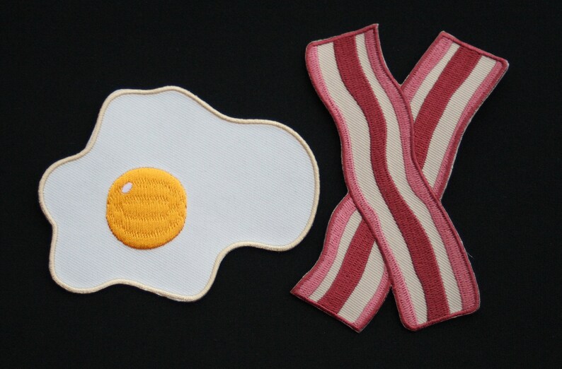 Bacon & Eggs knee patches Iron-on Applique Gift for Chef Breakfast for Champions image 5