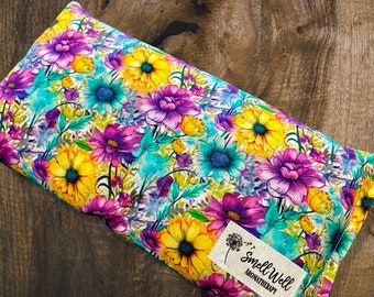 Mardi Gras Floral, Warm/Cold Therapy Bag, Microwavable, Heating Pad, Aromatherapy, Pain Management, Cold Bag, Flax & Rice Filling