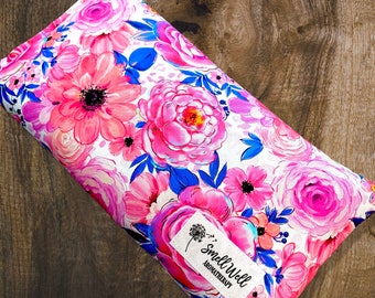 Pink Floral, Pretty Flowers, Warm/Cold Therapy Bag, Microwavable, Heating Pad, Aromatherapy, Pain Management, Cold Bag, Flax & Rice Filling