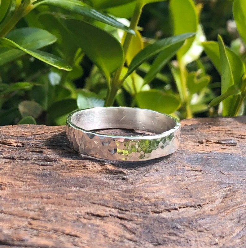 Minimalist Silver Ring, Hammered Silver Ring, Textured Sterling Silver for Unisex Ring Band 