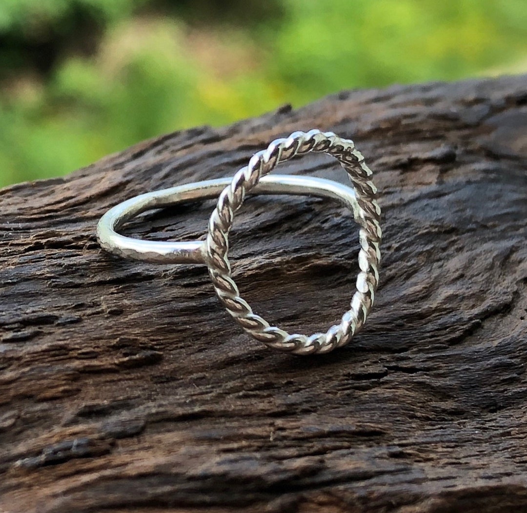 Open Rope Ring Twisted Rope Open Circle Dainty Minimalist Ring, Sterling Silver Ring ...