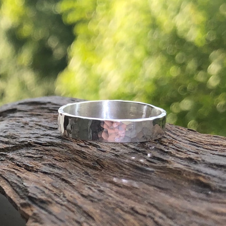 Minimalist Silver Ring Hammered Silver Ring Textured Etsy