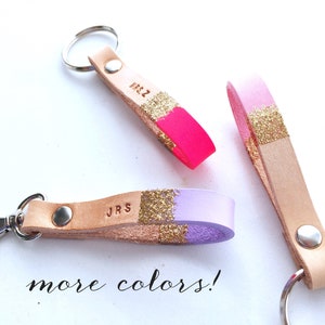 Custom Color Personalized Gold-dipped Leather Keychain, Custom Keychain, Personalized Leather Key Fob, Personalized Keychain, Bridesmaids