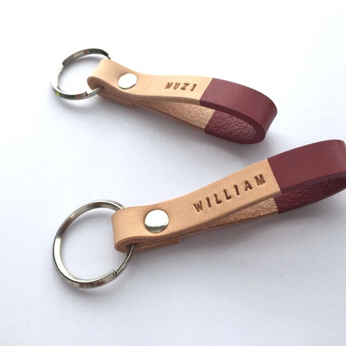 Custom Leather Keychain Personalized Keychain GPS Etsy