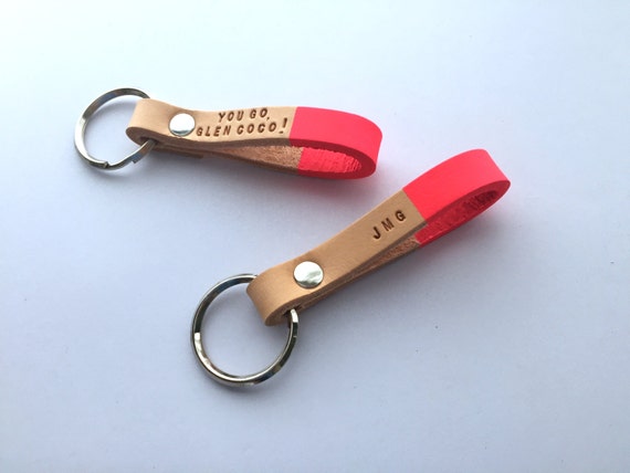 Pink Monogram Leather Keychain