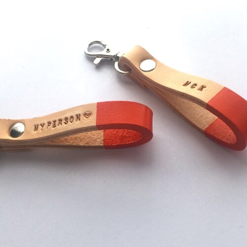 Custom LEATHER KEYCHAIN Coordinates Key Chain Anniversary Etsy