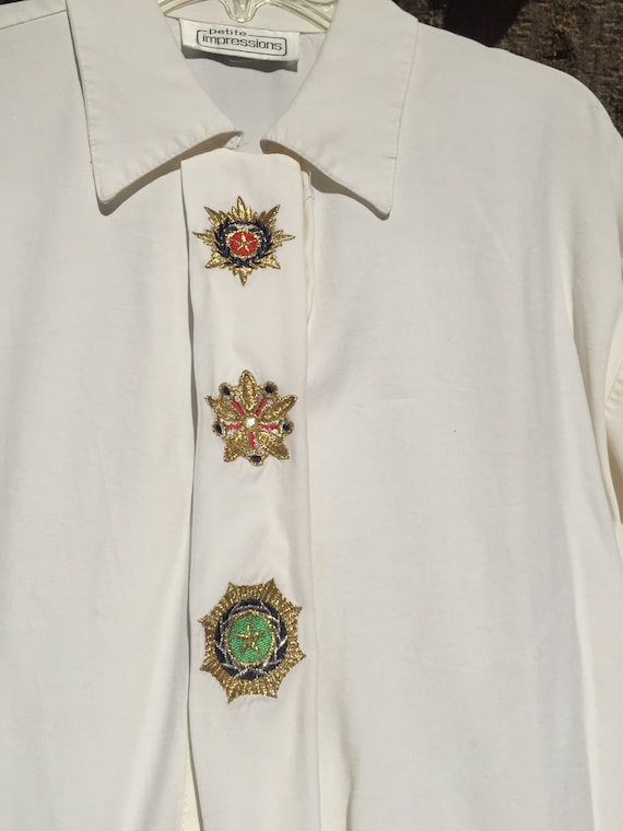 Embroidered Button Down Blouse