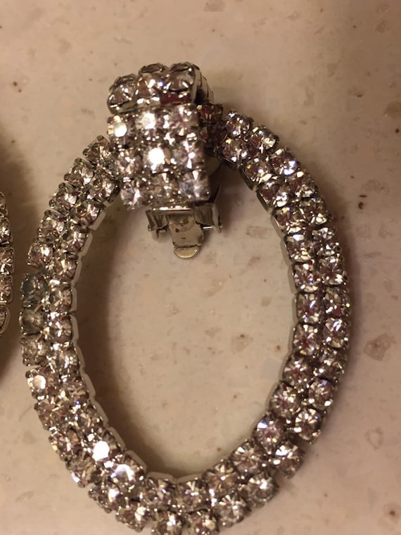 Large rhinestone clip on earrings