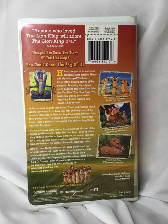 Vhs Lion King 1 1 2 Used Etsy Denmark Vhs Lion King 1 1 2 Used Etsy Denmark