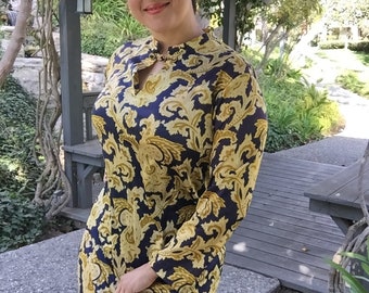 70s  Gold Design Dress