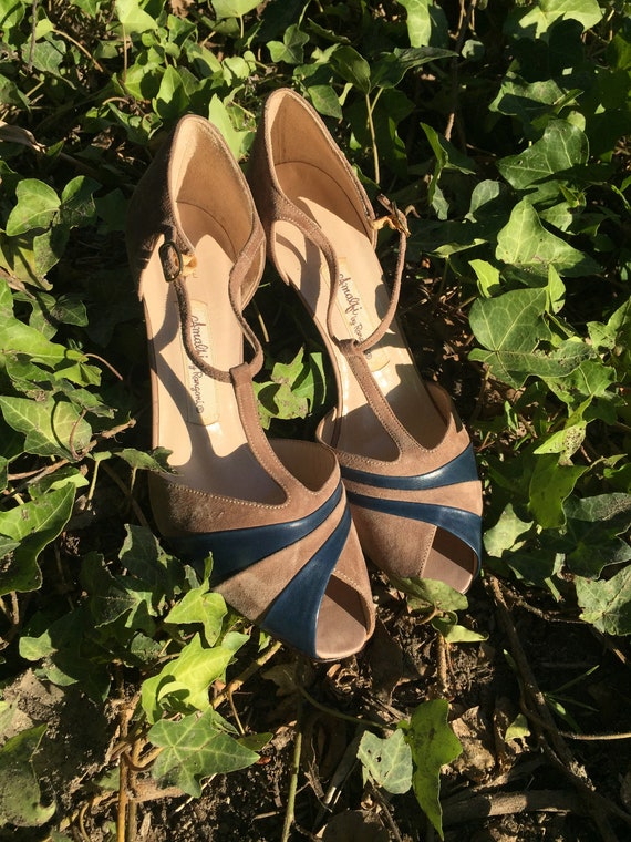 Blue and Brown Heels - image 1