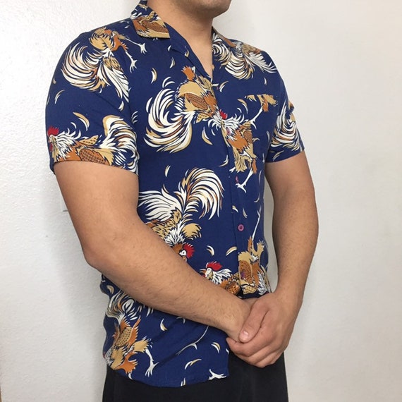 Indigo blue rooster shirt