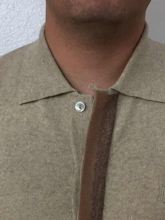 Cream colored shirt with beige and tan - image 3