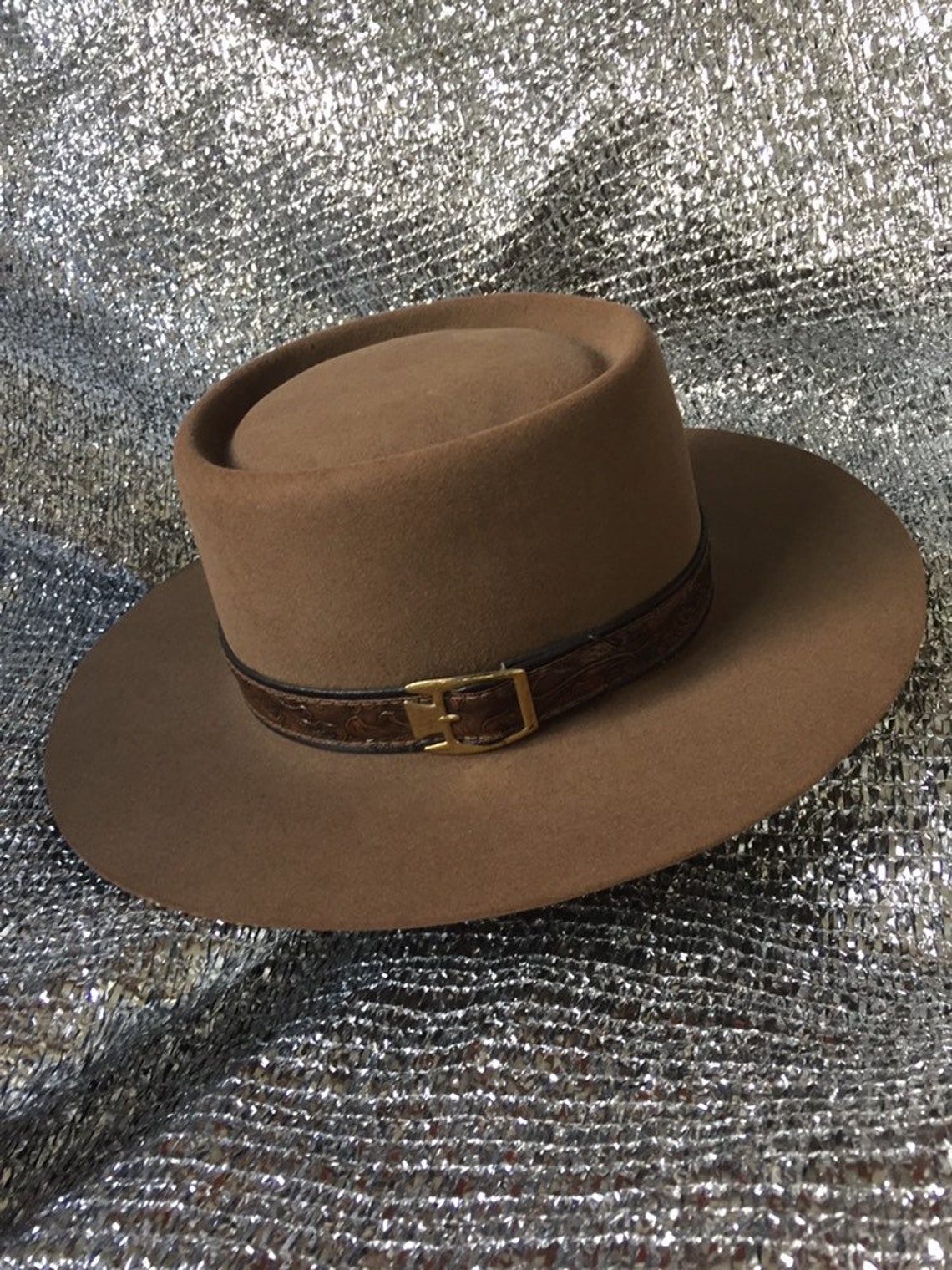 Flat brim Brown Stetson hat 6 7/8 Etsy