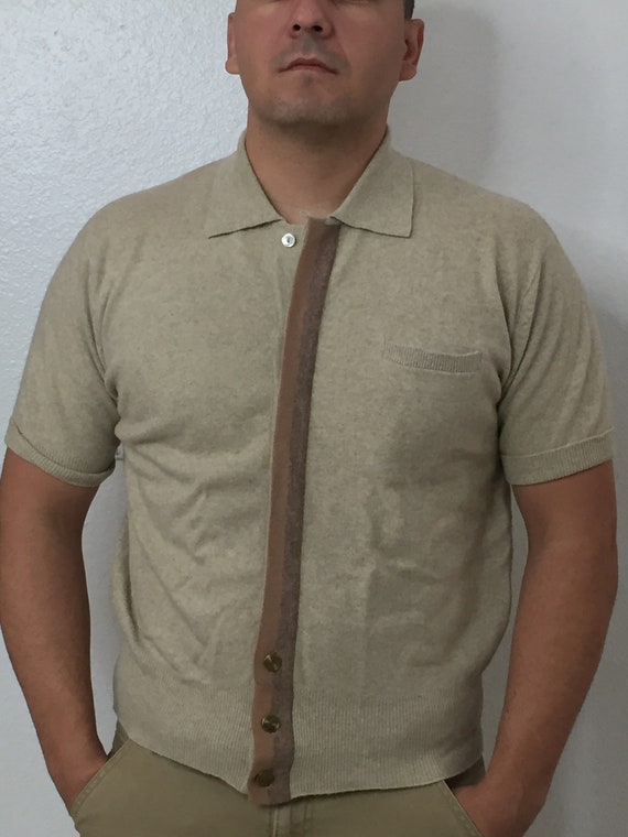 Cream colored shirt with beige and tan