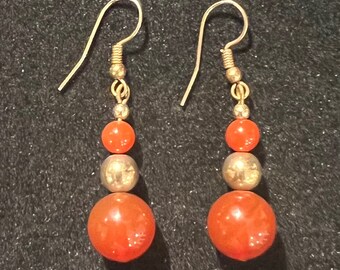 Boucles d'oreilles cornaline ou agate rouge