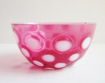 Fenton Glass Cranberry Opalescent Dot Optic Ruffle Top Bowl - Etsy