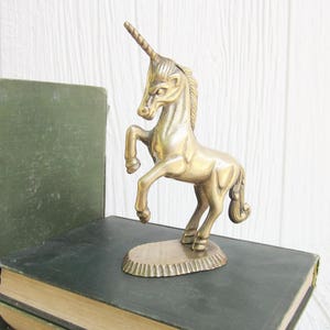 Vintage Brass Unicorn Figurine, Brass Animal, Fantasy Unicorn Decor, Office Bookshelf or Nursery Decor, Folk Mythical