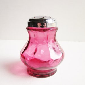 Cranberry Glass Shaker, Fenton Cranberry Inverted Thumbprint Coin Dot Sugar Shaker or Muffineer